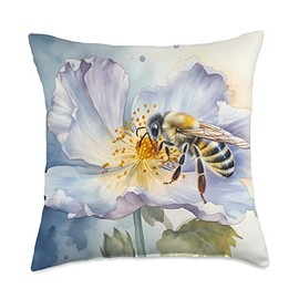 Pollen Insect Pollination Pollinating Flower A Bee Flower. Nature, Insect Pollination Throw Pillow, 18x18, Multicolor