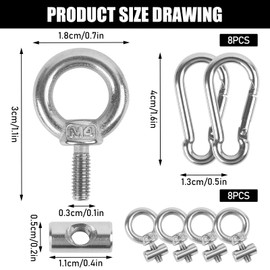 Pack of 8 Stoppers for Piping Rail, 6 mm Piping Strip Hook, Piping Stopper with Carabiner, Piping Rail Accessories for Piping Rail, Caravan, Motorhome, Campervan Boat