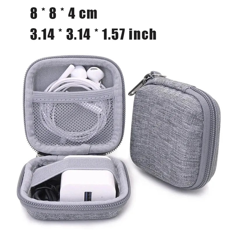 Portable Electronics Organizer Case for Cables – Compact Square Storage