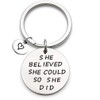 Tecreo She Believed She Could So She Did Inspirational Encouragement Keyring for Girls/Women, Stainless Steel, Graduation, Birthday, New Year Gift, Silver, 38, silver