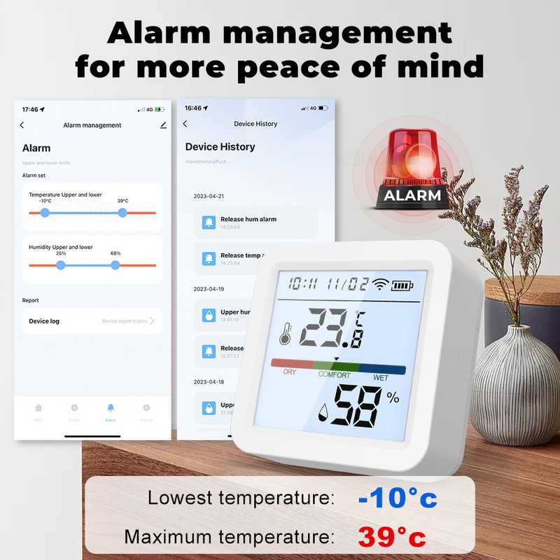 Tuya ZigBee Temperature Humidity Tester LCD Backlight Display Mobilephone APP