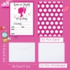 Birthday Invitations with Envelopes Stickers, 12 Pack Kids Pink Girl