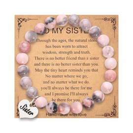 Sister Christmas Birthday Gifts from Sister Natural Stones Bracelet for Sister Little Big Sister Gift for Girls Bead Bracelet for Girls Sister Sis Long Distance Gifts for Sisters Bonus Sister