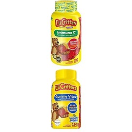 Lil Critters Bundle of Lil Critters Kids Immune C Gummy Supplement 190 Count (95-190 Day Supply) + Lil Critters Gummy Vites Daily Kids Multivitamins Fruit Flavored Gummy , 95-190 Day Supply, 190-count
