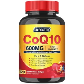 CoQ10 600mg Softgels CoQ10 Supplement CQ10 Coenzyme-Q10 with Omega 3 & PQQ & Vitamin E Support Heart Health & Antioxidant & Cellular Energy, 45 Servings