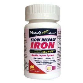 Mason Natural Slow Release Iron Tablets Gentle on Stomach High-Potency 60 Count