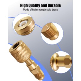 TIKSCIENCE R32 R454B Brass Adapter, 1/4" Female to 1/4" Male Reverse Thread Fitting for R-32 R-454B Refrigerant Tanks Split Systems, with Non-Slip Handle