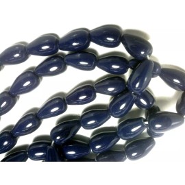 PRECIOSA VTG 50 NAVY BLUE OPAQUE GLASS 12mm FRINGE TEAR DROP BEADS #031013d