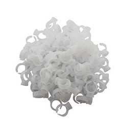Aeyistry 200 Pcs Tattoo Glue Ink Holder,Disposable Eyelash Extension Glue Rings,Nail Art Extension Rings(White)