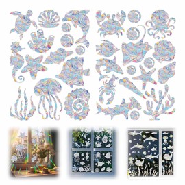 21pcs Rainbow Cloud Window Clings, Anti-Collision Decals to Save Birds from Window Collisions, Non Adhesive, Reusable Rainbow Stickers (02# 21pcs)