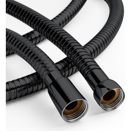OFFO Large Bore Shower Hose, 11mm Bore High-Flow Anti-Kink Shower Hose Stainless Steel Replacement High Pressure Shower Hoses,Universal Leakproof 1.5m,Matte Black