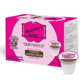 Marylou's Toasted Almond Creme Flavored Gourmet Coffee – Single Serve Coffee Pods, Compatible with Keurig Brewers – 12 Pods