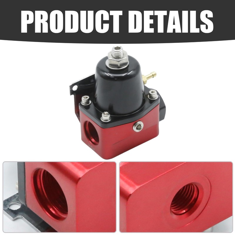 Vkinman Fuel Pressure Regulator 6AN, Black-Red Fuel Adjustable Universal Pressure
