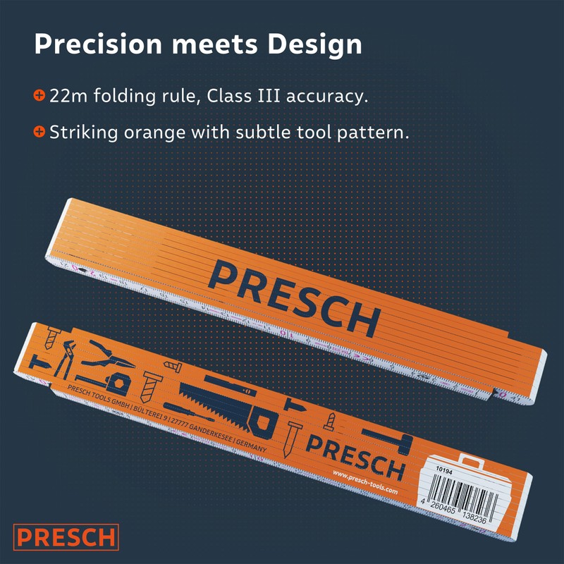 Presch Folding Rule 2m with Angle Scale | Wood |