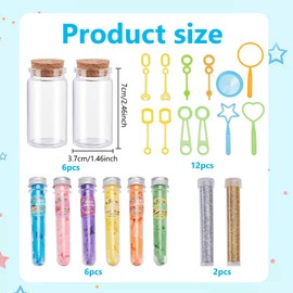 WEBEEDY 6 Sets Bubble Bath Magic Potion Kit with Glass Bottles, Glitter Dust, 6 Colors Flower Soap Films and Soap Bubble Tool Complete Magic Potion Set for Bathroom Birthday Gift