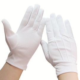 ZERONOWA White Gloves, Non-slip, Nylon, Thin, Driver, Election Gloves, Ceremonies, Security Guard, Hotelman, white