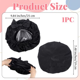 Heclia Black Shower Cap for Women Cute Bow Waterproof Hair Cover Reusable Hair Hats for Shower Adjustable Bowknot Bath Hat Anti Slip Bathing Headwear for All Hairstyles Travel Friendly
