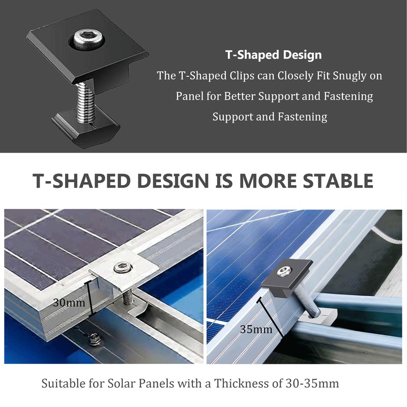 10 Pack Solar Panels Centre Clamps, Aluminium Solar Panel Mounting