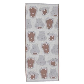 Animal Face [Face Towel] Jacquard Long Towel/Hippo