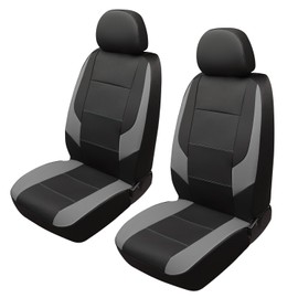 GIANT PANDA Front Car Seat Cover for Jeep, Leather Bucket Seat Covers Custom Fit Jeep Grand Cherokee Wrangler Compass Gladiator Wagoneer Renegade Liberty Patriot (Grey+Black)