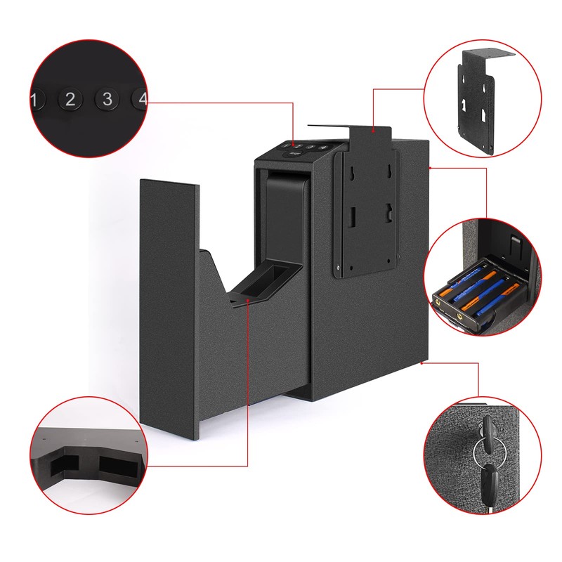Digital Slider Handgun Gun Safe for Nightstand, Desk, Bed Side,