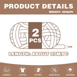 Thick Wool Yarn 500 g Approx. 54 m, Milky White Chunky, Chunky Knit Soft Wool Yarn for Blanket, XXL Giant Wool, Perfect for Weaving Scarves, Hats, Pet Nest (05-Beige)