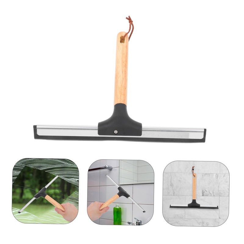 VICASKY Wooden Handle Glass Squeegee Multi Purpose Cleaning Tool for