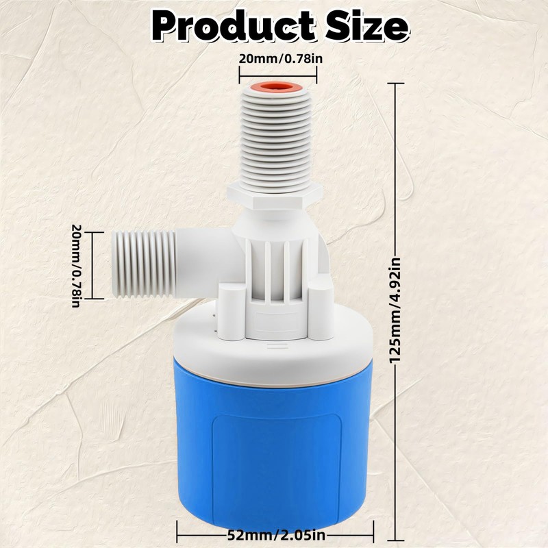 Automatic Float Valve for Water Tanks, 1/2" Top Inlet |