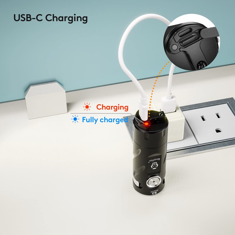 RovyVon S3 EDC Flashlight 1800 lumens Super Bright USB C