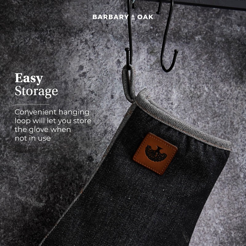BO877001 Barbary & Oak Denim Single Oven Glove with Leather