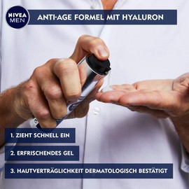 Nivea Men Anti-Age Hyaluronic Hydro Face Gel (50 ml), Moisturising Gel Reduces Even Deep Wrinkles, Fast Absorbing Face Care with Hyaluronic