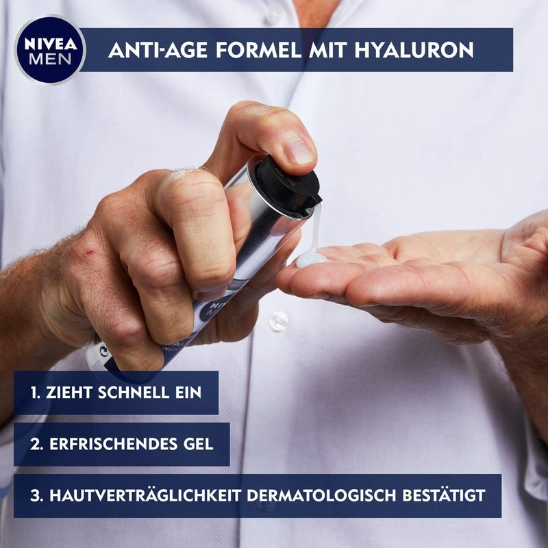 Nivea Men Anti-Age Hyaluronic Hydro Face Gel (50 ml), Moisturising
