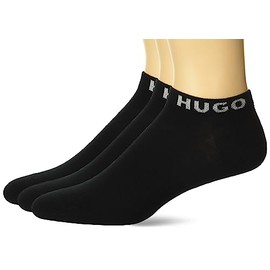 HUGO Mens 3-Pack Solid Cotton Ankle Socks, Black Soil, 3-9 US