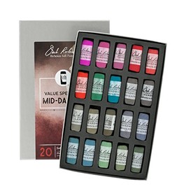 Jack Richeson Hand Rolled Soft Pastel Set, Spectrum Mid Darks 3 Set of 20