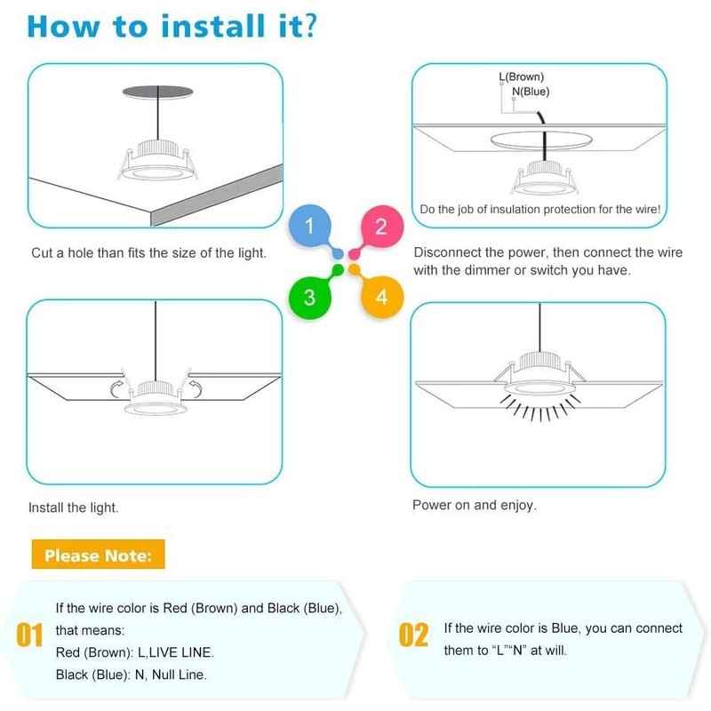 2 Inch LED Downlight, Recessed Lighting Dimmable Ceiling Light, 3W,