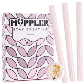 Hoppler Premium Wax Seal Kit with Seal Gun, Wax Sticks, a Flower Stamp, 12 Cavity Silicone Mold, and Extra Additions to Make Seals Stand Out and Make Invitations in Bulk. (Light Pink)