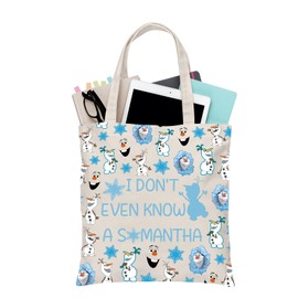 PLITI Olaf Gift Tote Bag Snowman Olaf Lover Gift I Don't Even Know A Samantha Travel Pouch Olaf Fans Gift Snowman Lover Gift (Even konw Snowman TGU)