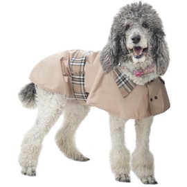 Waterproof Dog Rain Jacket, Windproof Lightweight Adjustable Dog Raincoat Windbreaker Pet Clothes for Small Medium Large Dogs (Khaki, L)