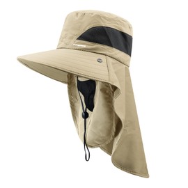 Clakllie UV Protection Hat, 360 Degree Sun Shade Cover, UPF 50+ Measured, Hay Fever Protection, Wide Brim, Large Size, Breathable, Windproof, Sun Protection, UV Protection, Foldable, Includes Chin