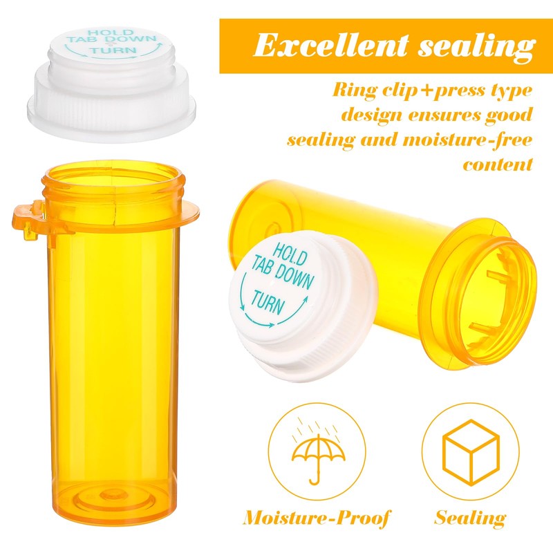 ElevateTech Empty Plastic Pill Bottles with Caps, Small Medicines Bottle
