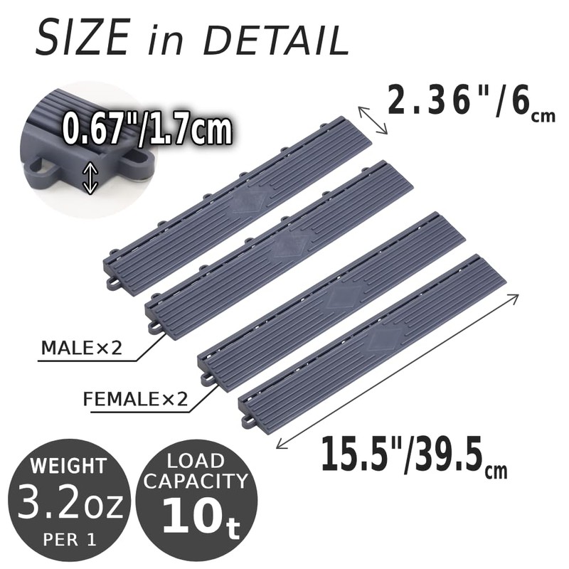 Japard Garage Floor Tiles Looped Edge 4 Pack for Race