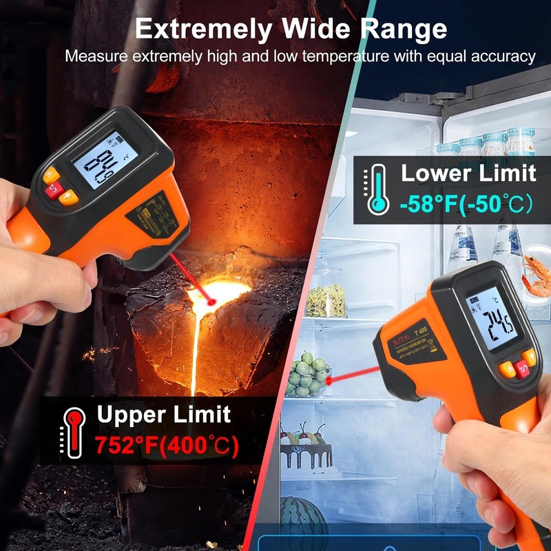 Digital Infrared Thermometer -50~600℃ NJTY Laser Pyrometer Gun Non-Contact Laser
