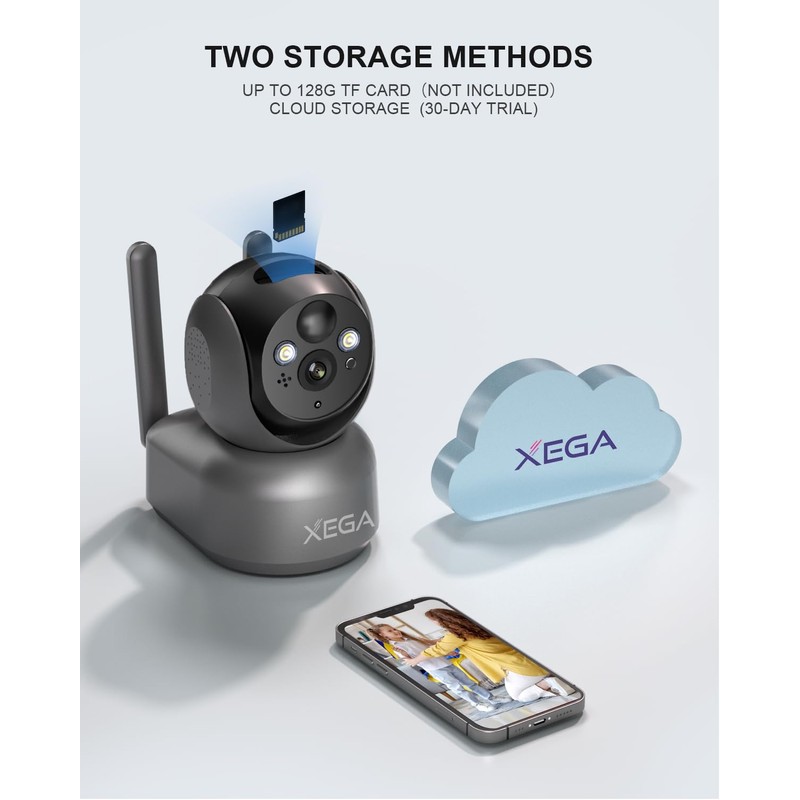 Xega 4G Cellular Security Camera Indoor Portable, 2K No WiFi