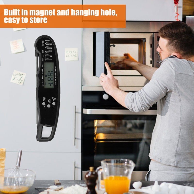 Barbecue Thermometer Double Probe Head LCD Display Easy to Store