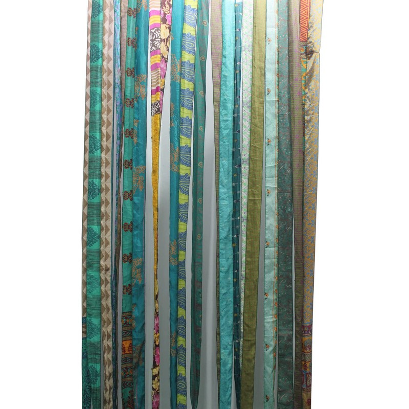 Mango Gifts Old Silk Sari Ribbon Doorway Curtain Rod Pocket,