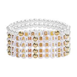 Yoljun Pack of 5 Team Bride Bracelets, JGA Accessories, Women, Jga Bracelets, Women, Wedding, Girlfriend, Gift, Party, Jewellery Set for Bridesmaids