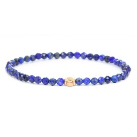 LAKADA Genuine Gemstone Bracelet with Faceted 4 mm Beads and Stainless Steel Flower Healing Stone Protective Stone Bracelet Lucky Charm Talisman Gift, Gemstone, Faceted gemstone