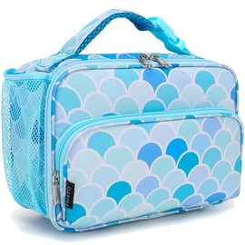 FlowFly Kids Lunch box with buckle Insulated Cooler Back to School Thermal Meal Tote Kit for Girls, Boys (Mermaid)