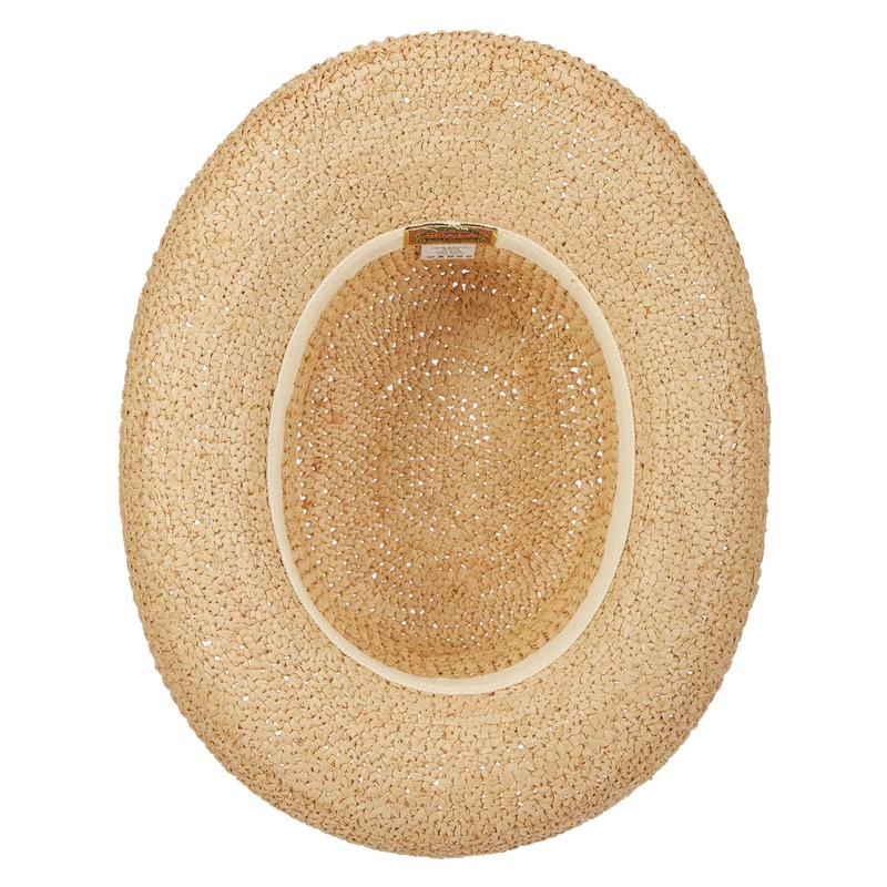 Scala Women's Crocheted Packable Raffia Hat,Natural,55cm