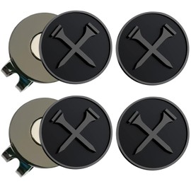 Adhere Golf Ball Markers Personlized Logo Enamel with A Strong Magnetic Hat Clips A Premium Golf Gifts for Golfer (Style R Black Golf tees)